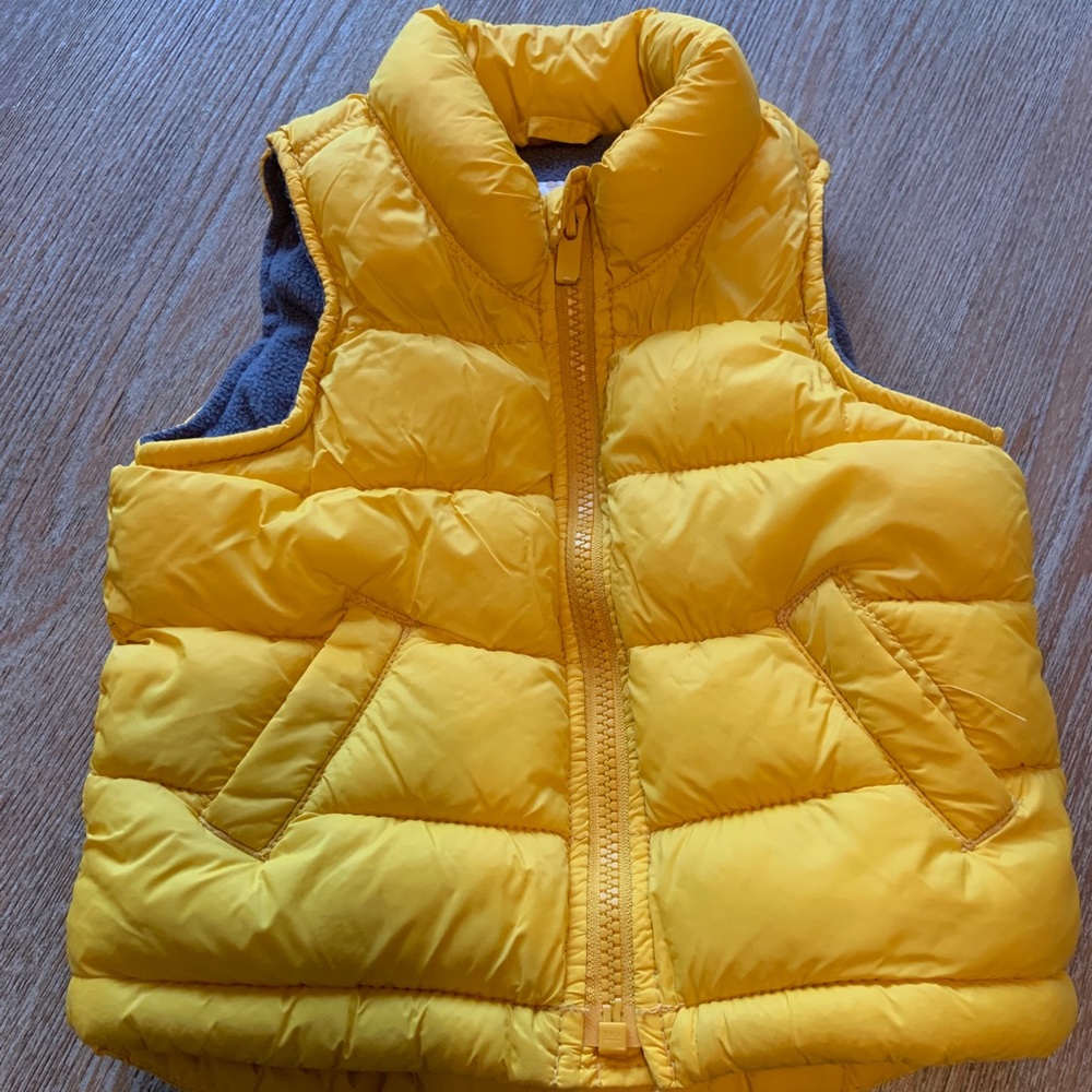 Yellow puffy vest 18-24 mo